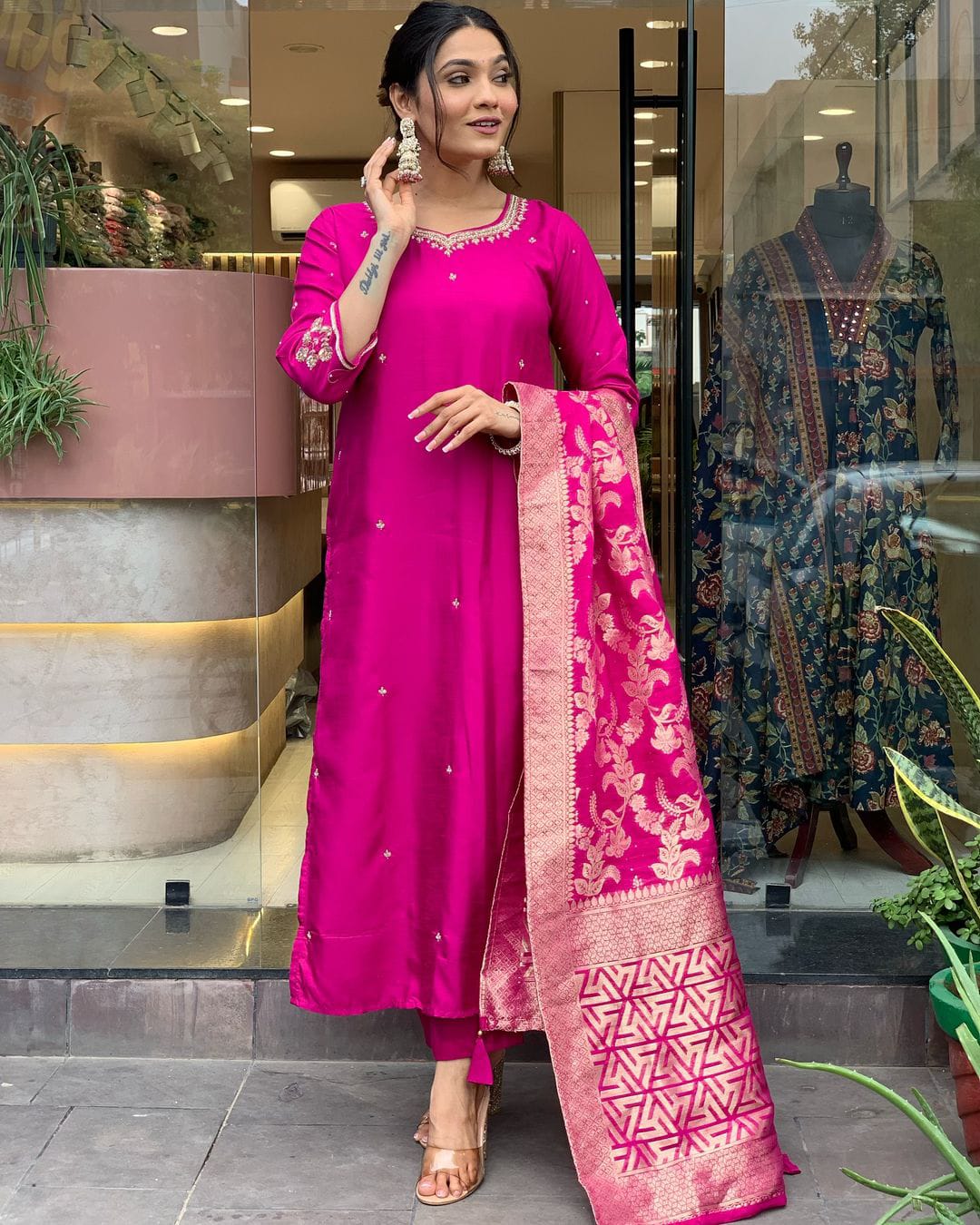 Akshar Designer Chanderi Silk Kurti With Bottom Dupatta Wholesale Price In Surat
